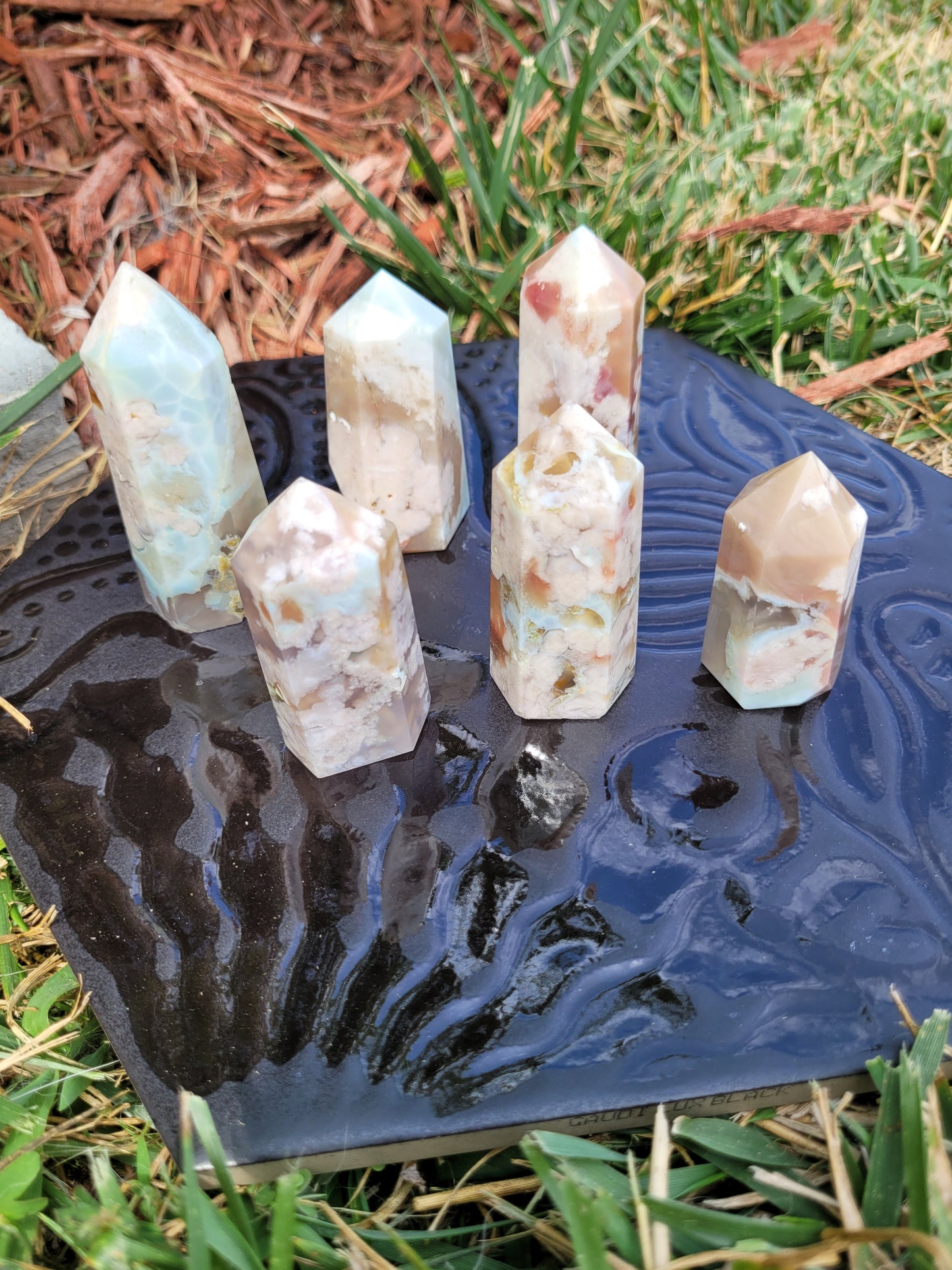 Small Blue Flower Agate towers