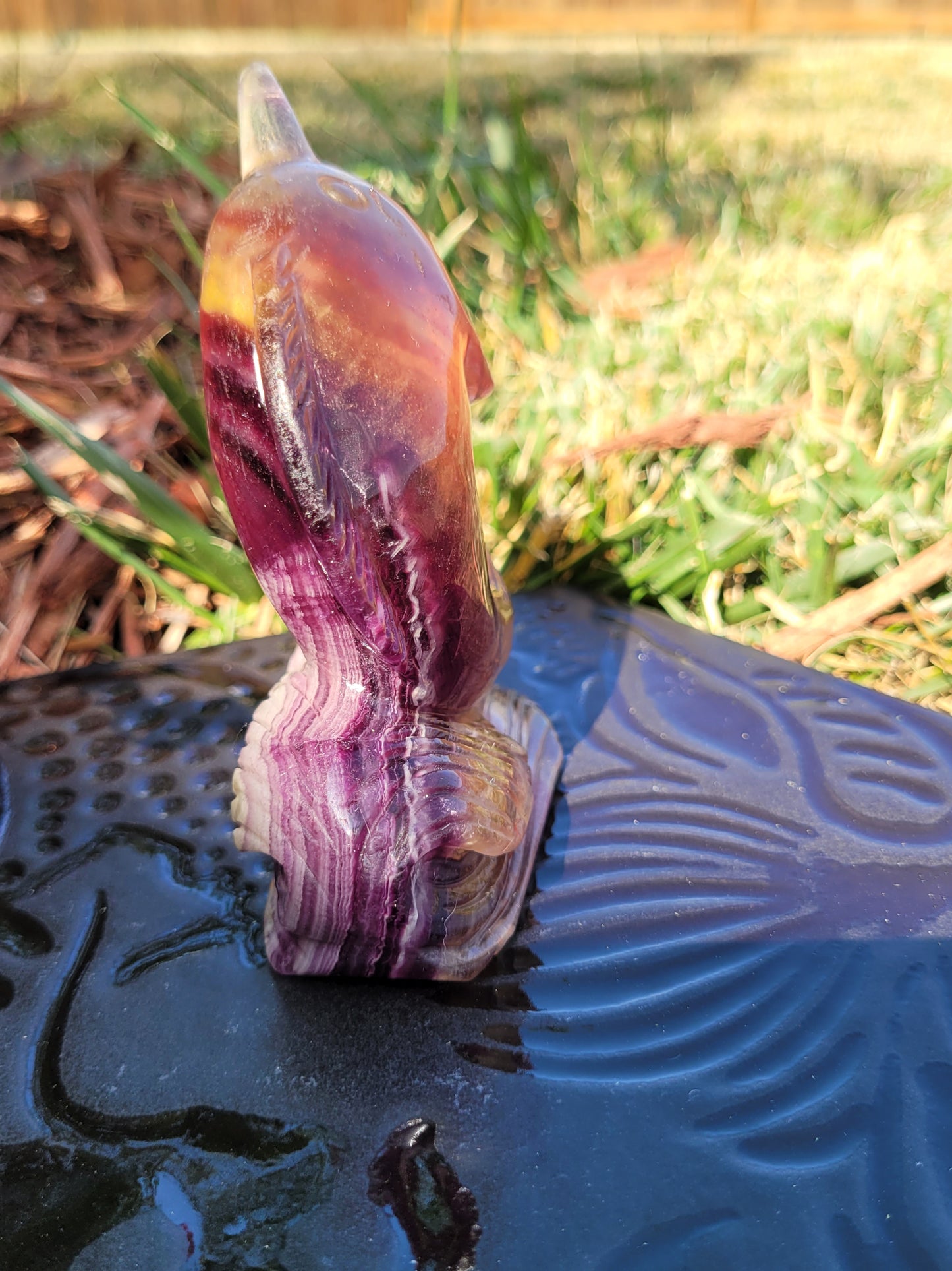 Large Candy Fluorite Dolphin Carvings