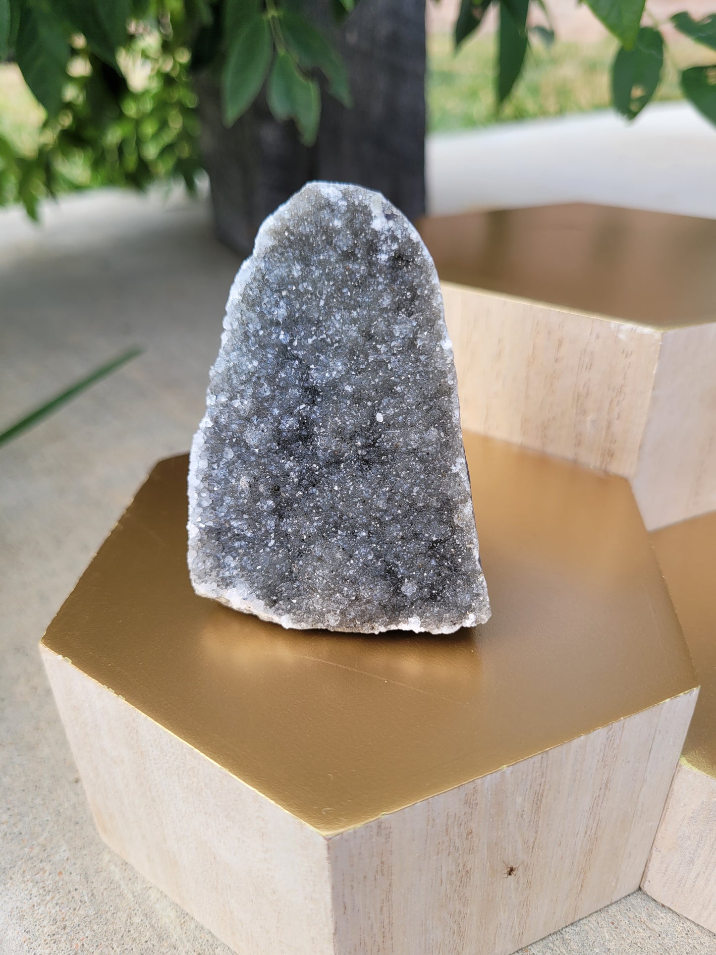 Black Amethyst Cut Base Geode - Small