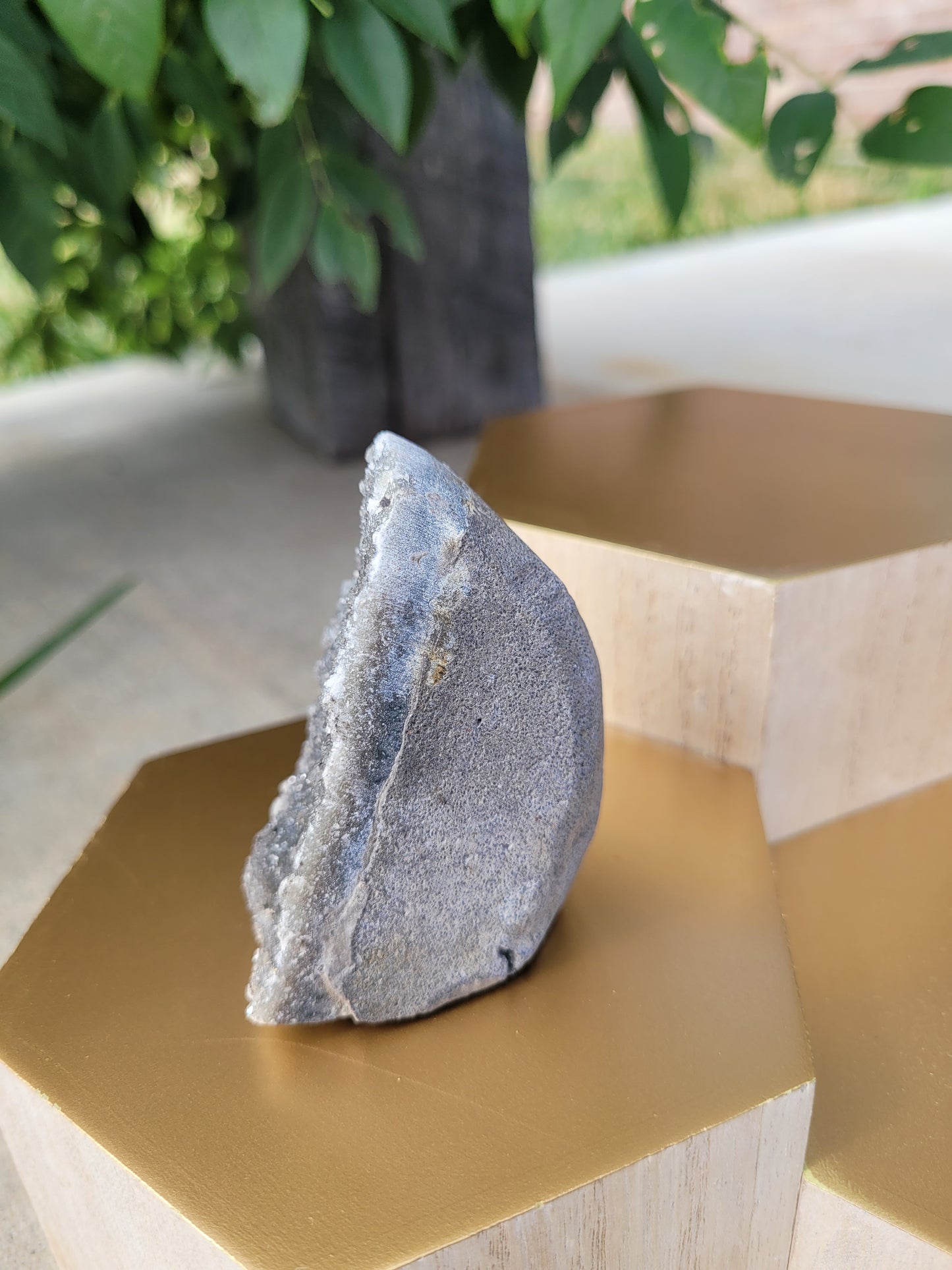 Black Amethyst Cut Base Geode - Small
