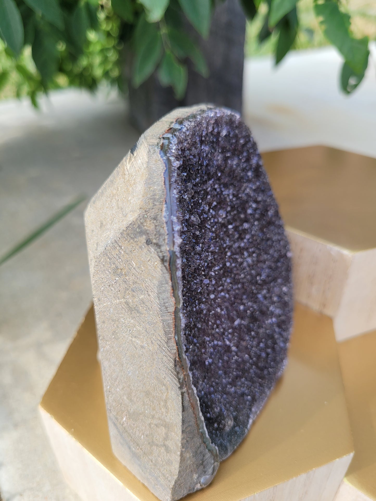 Large Black Amethyst Cut Base Geode