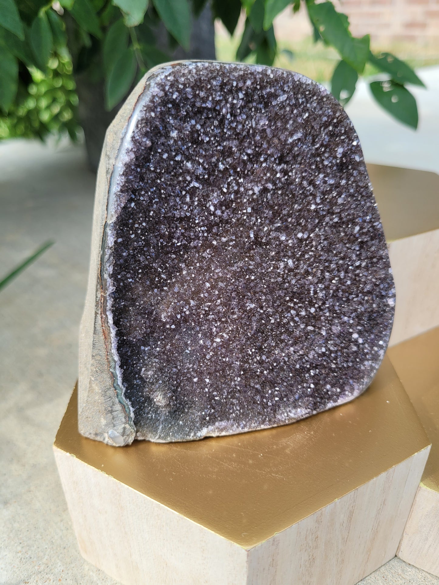 Large Black Amethyst Cut Base Geode