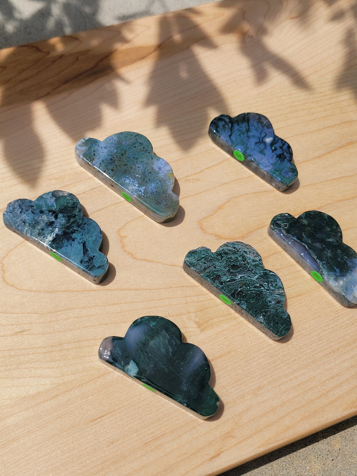 Moss Agate small cloud carvings