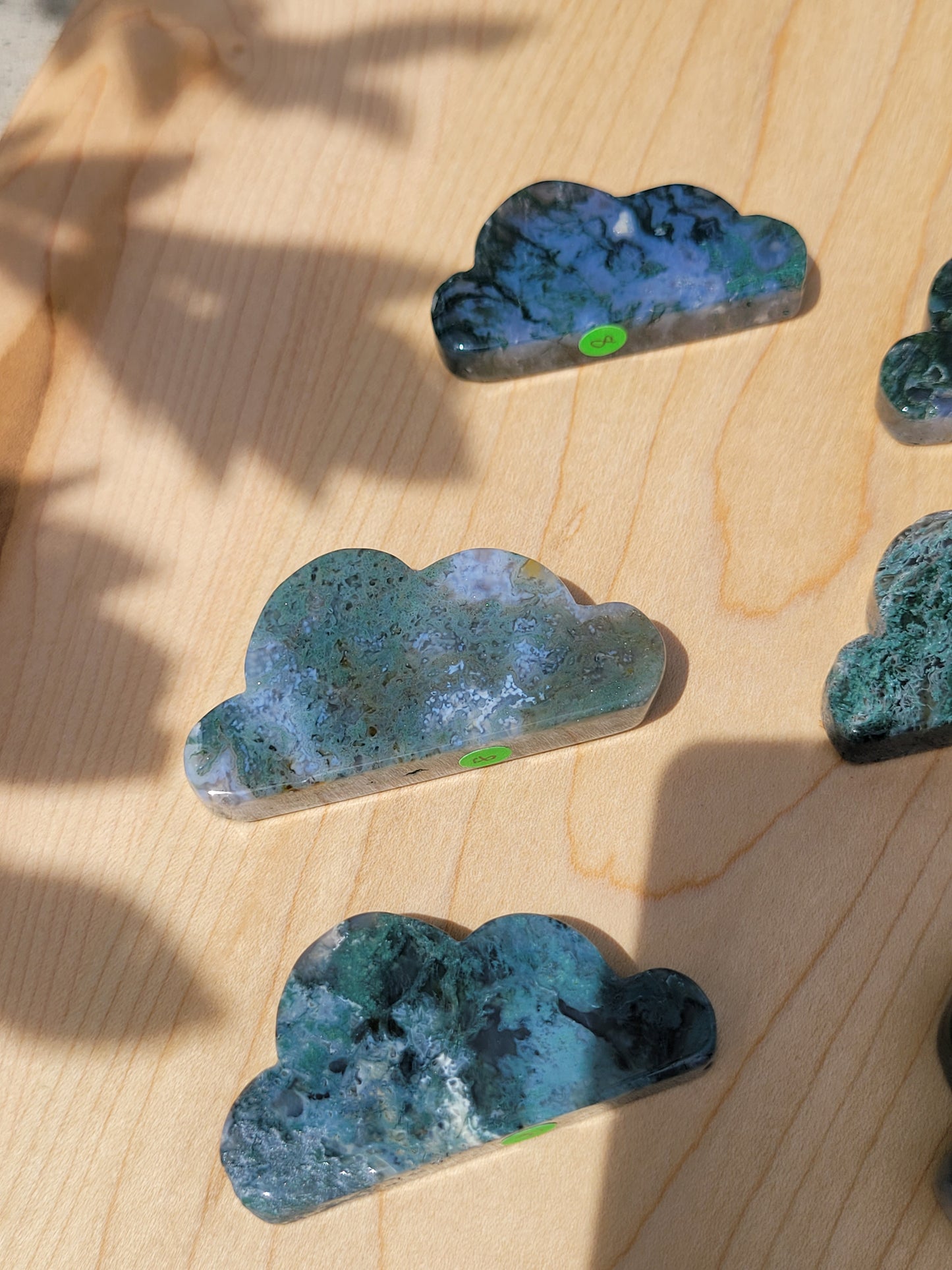 Moss Agate small cloud carvings