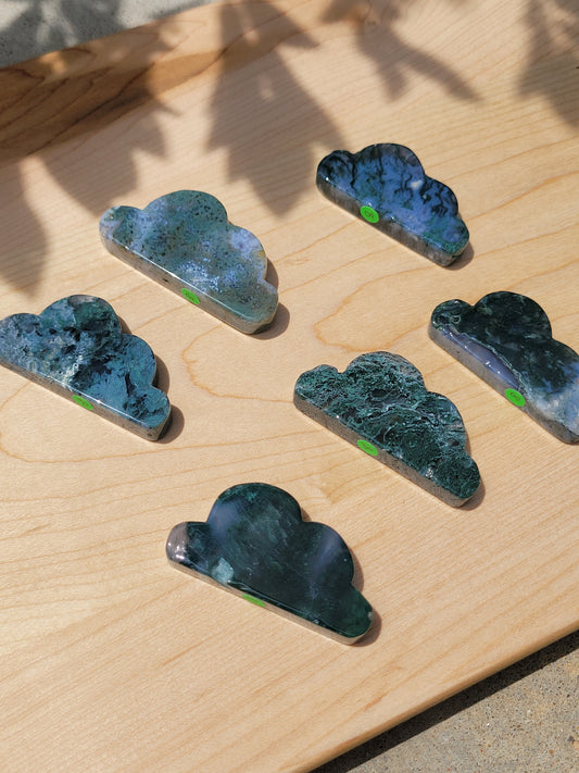 Moss Agate small cloud carvings