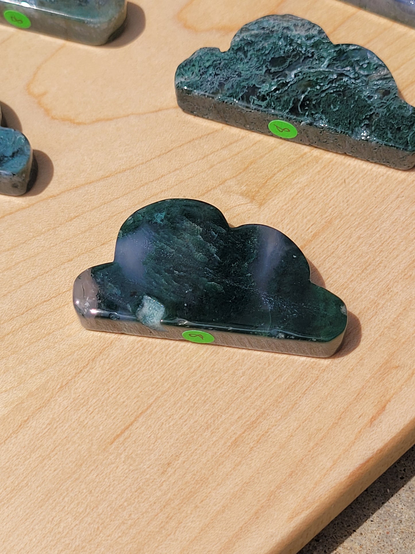 Moss Agate small cloud carvings