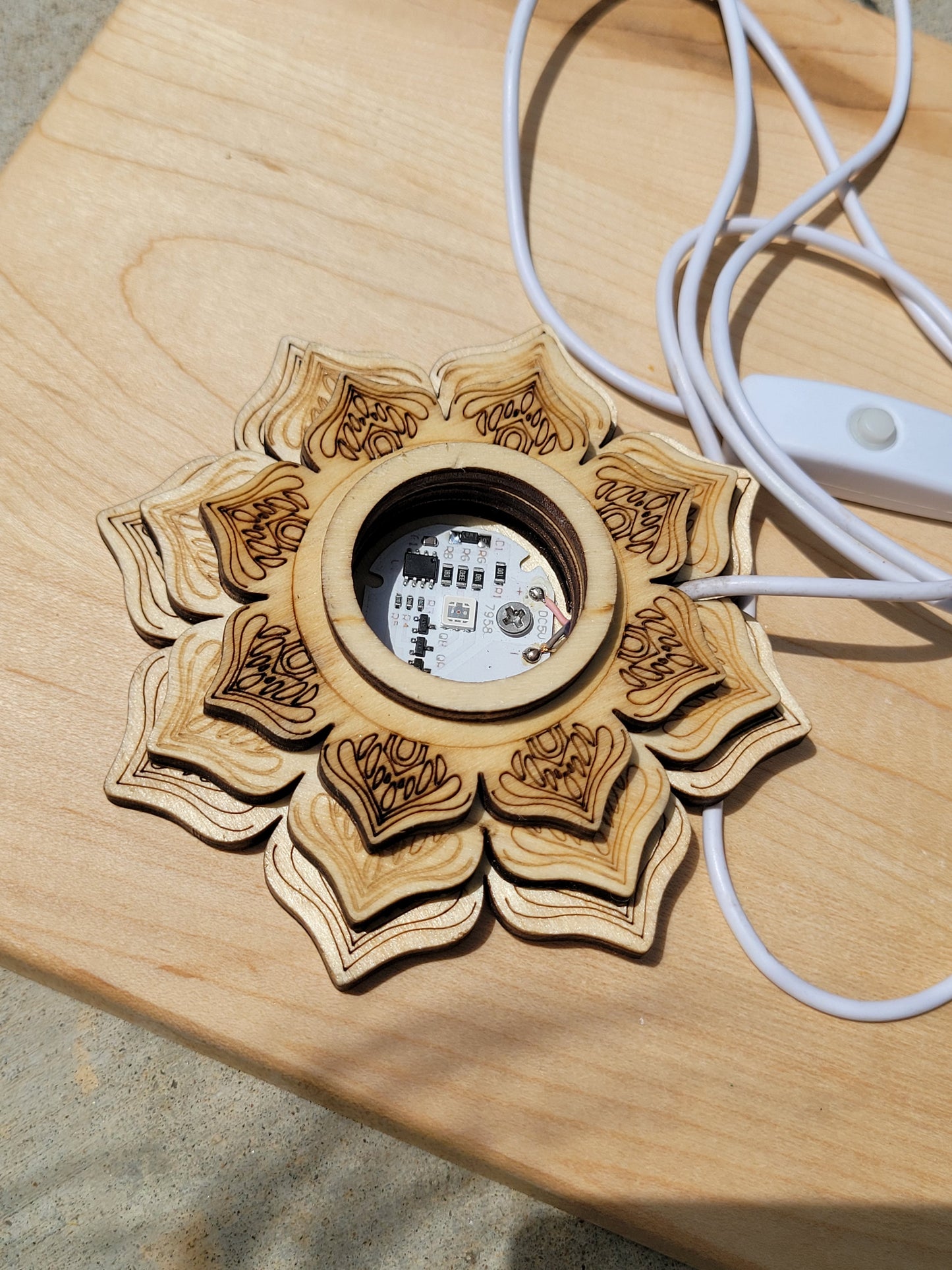 Wooden Lotus Flower lighted Sphere Stands