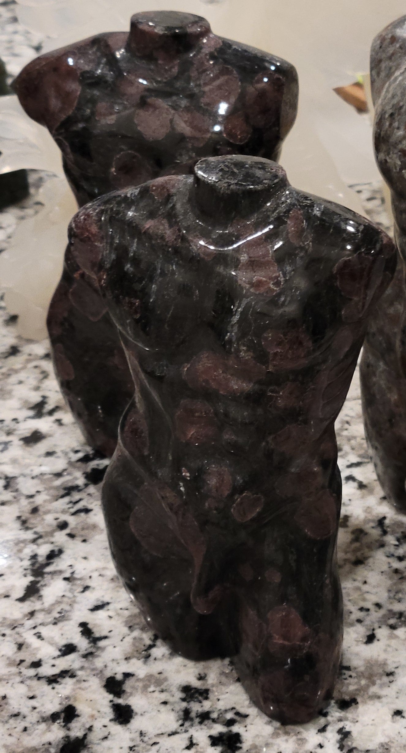 Garnet, Arfvedsonite (Firework stone) Male Body Carvings - Large