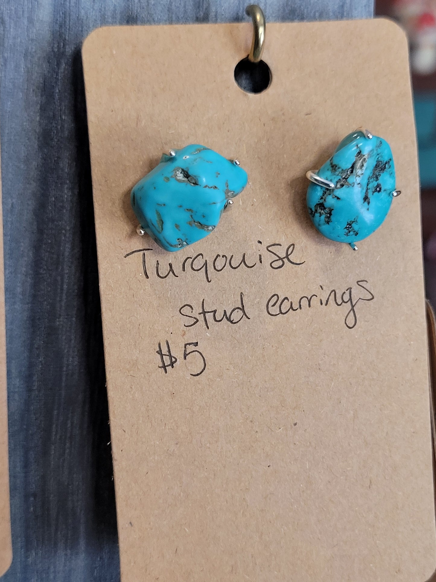 Turquoise Tumble Stud Earrings - Handmade