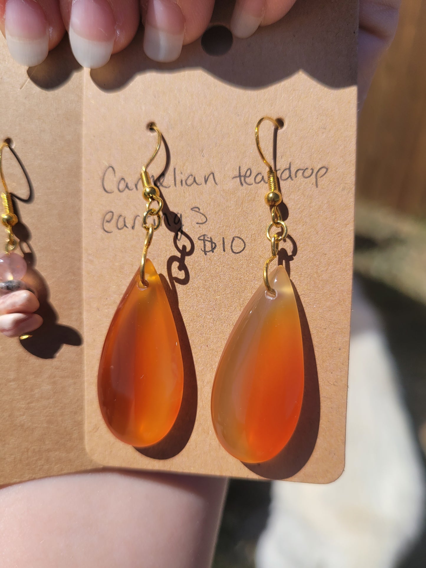 Carnelian Earrings/Necklace Set - Gold - Handmade