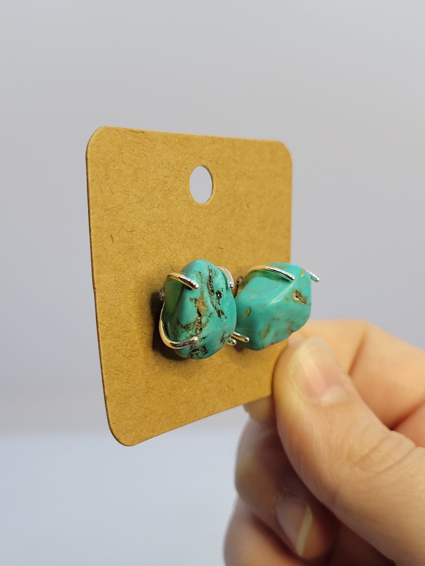 Turquoise Tumble Stud Earrings - Handmade