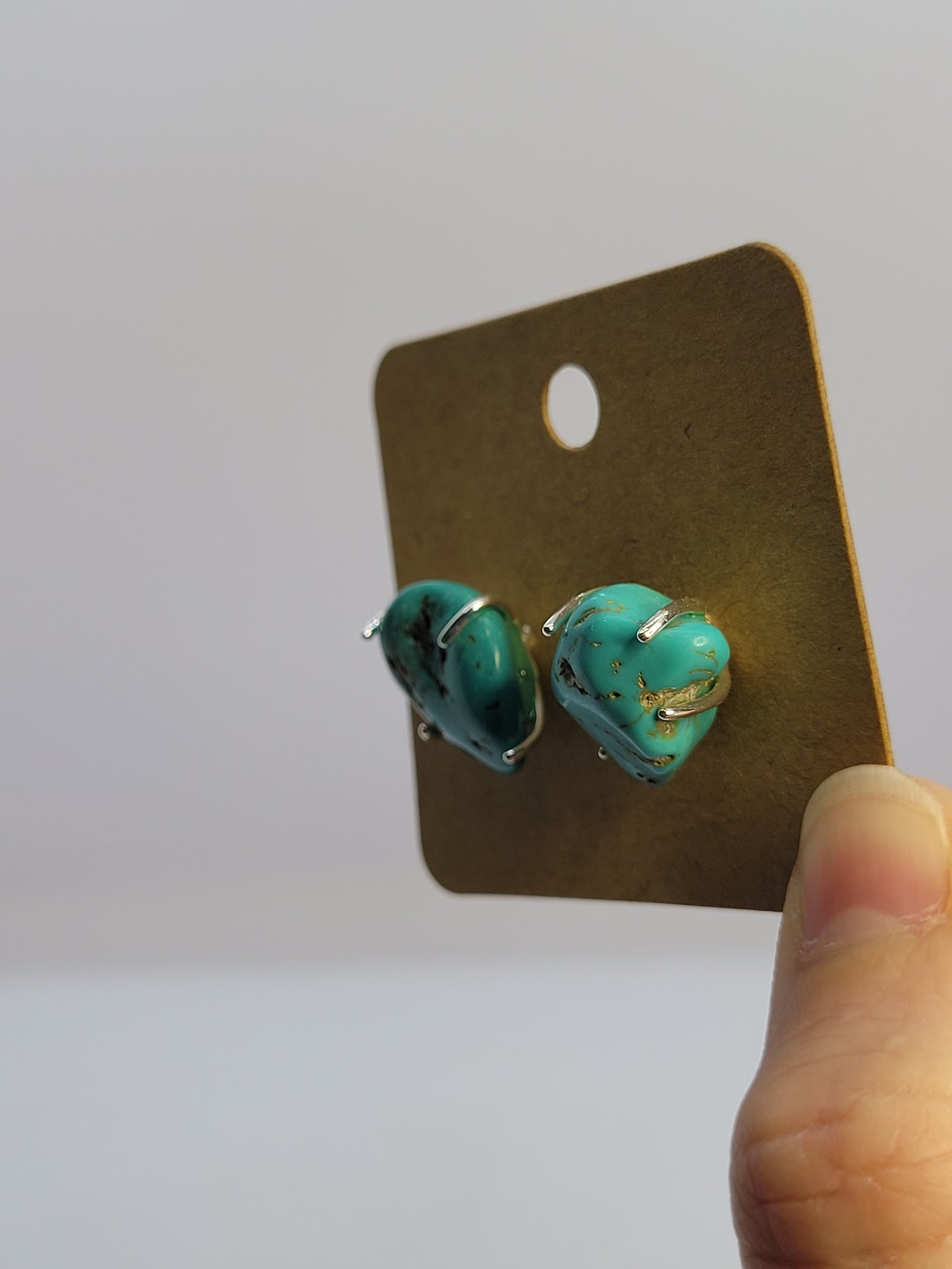 Turquoise Tumble Stud Earrings - Handmade