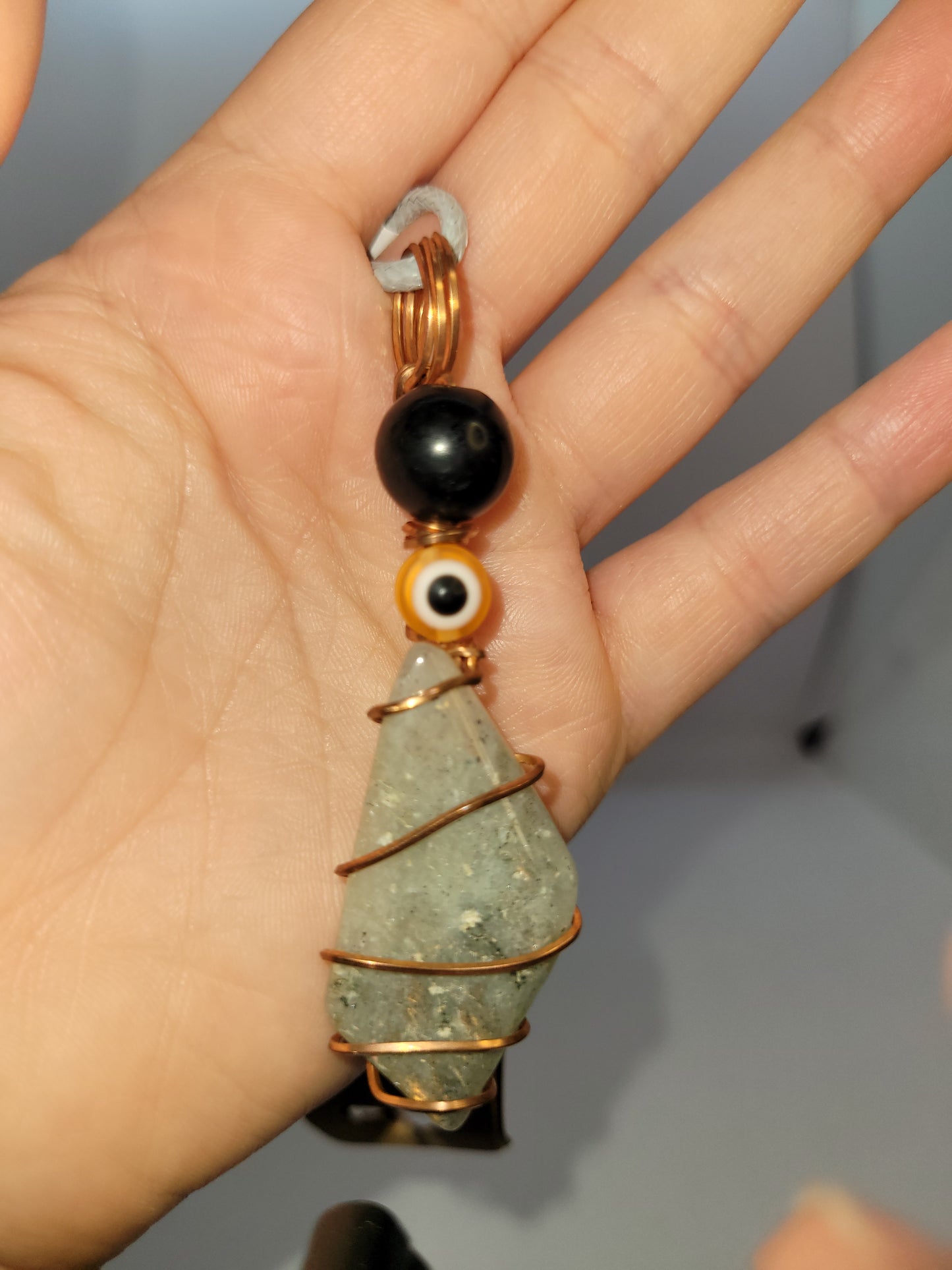 Labradorite wrapped Necklace / Pumpkin Earrings Set