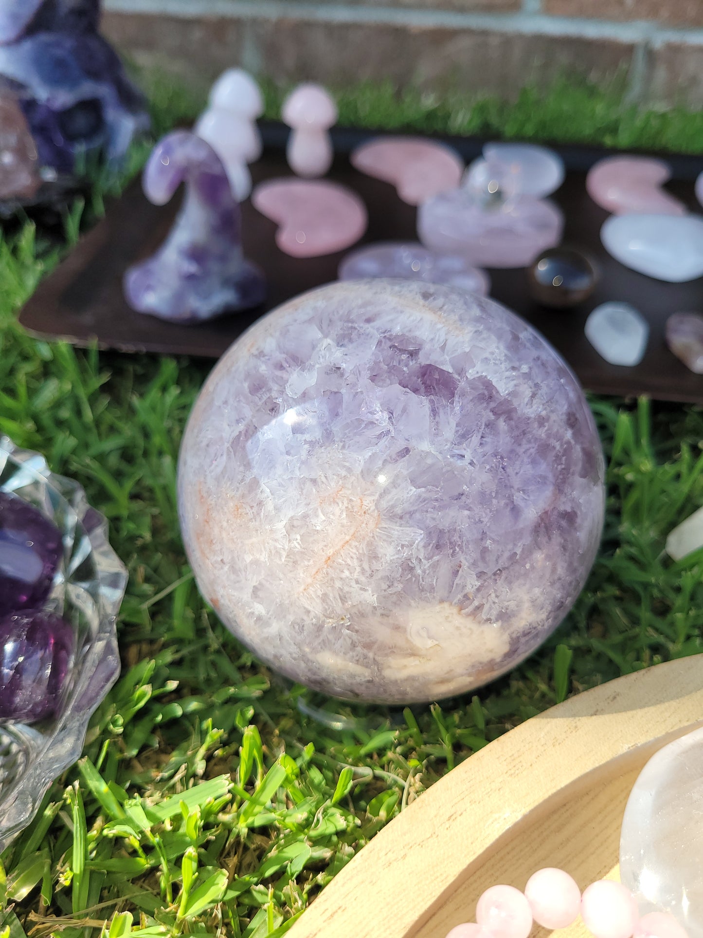 Amethyst Flower Agate Sphere - Large
