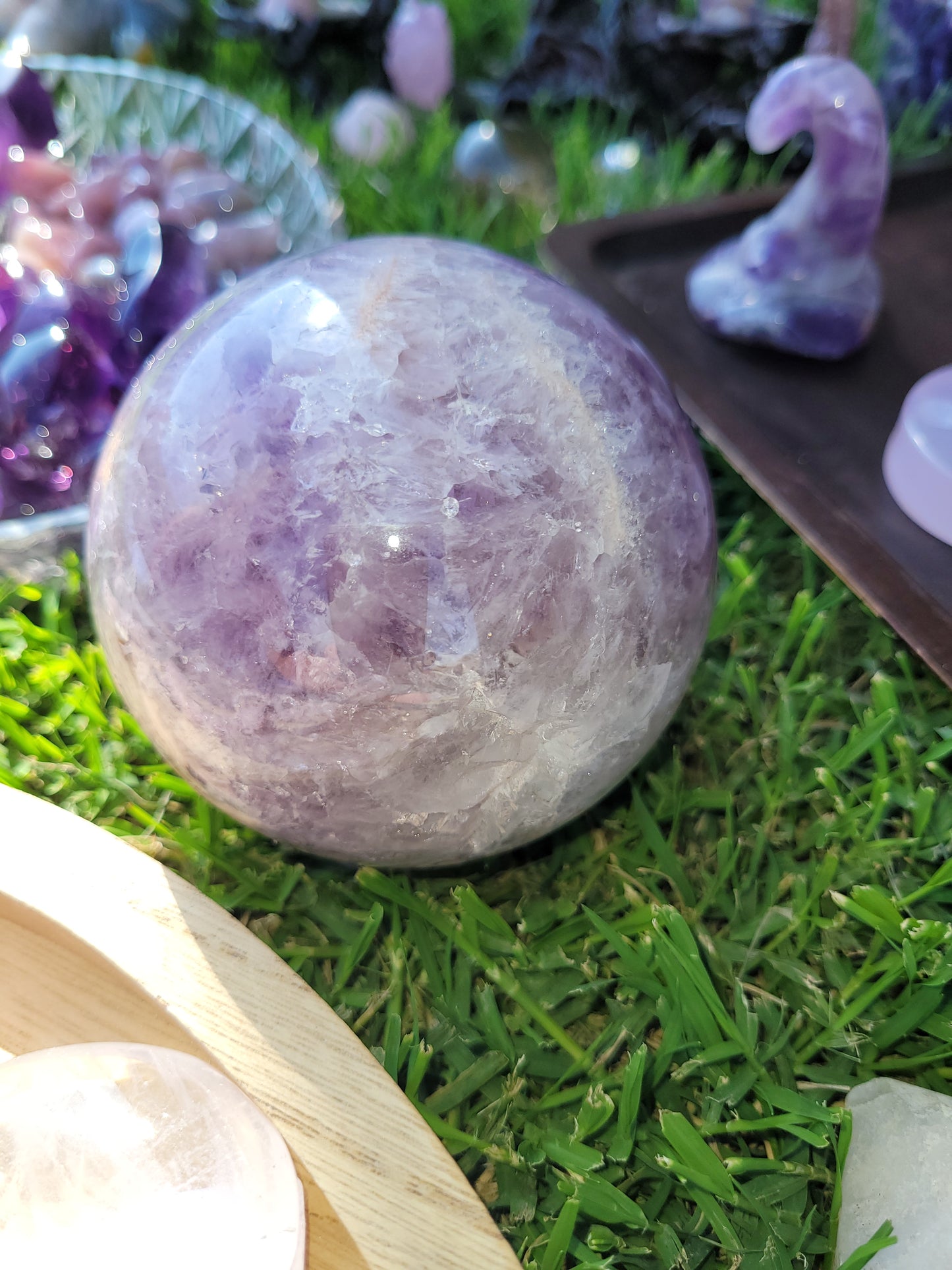 Amethyst Flower Agate Sphere - Large