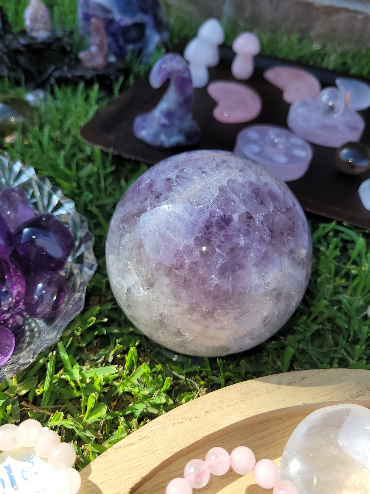 Amethyst Flower Agate Sphere - Large