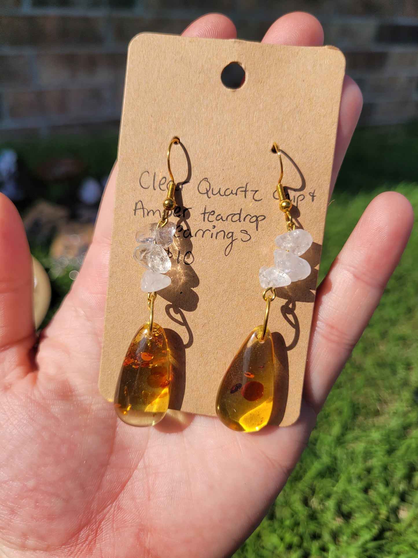 Amber/Clear Quartz Jewelry Set
