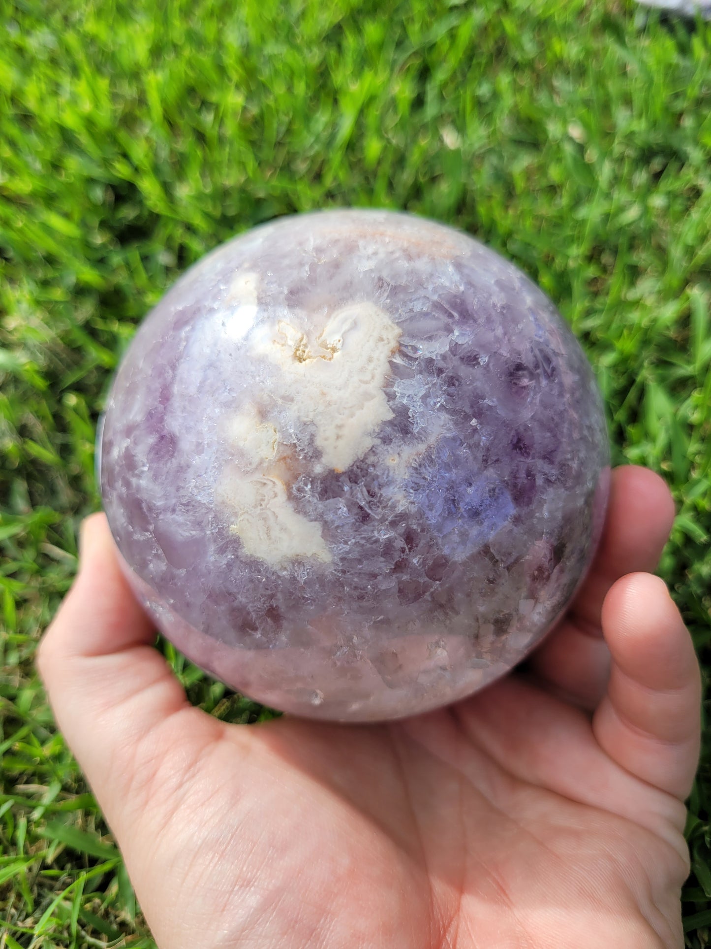 Amethyst Flower Agate Sphere - Large