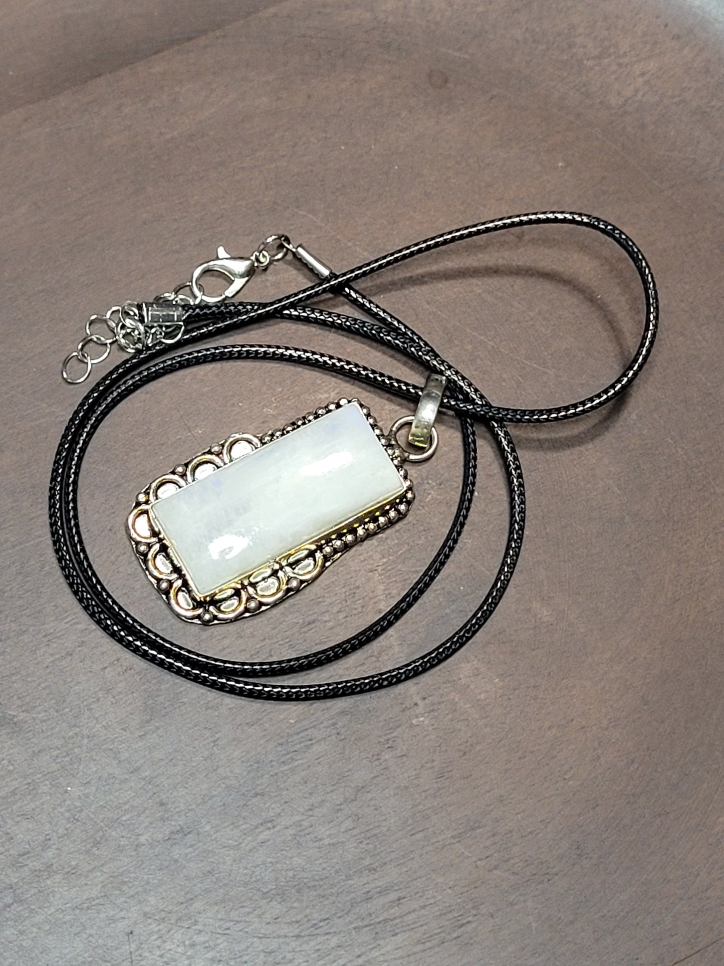 .925 Silver White Moonstone Necklace