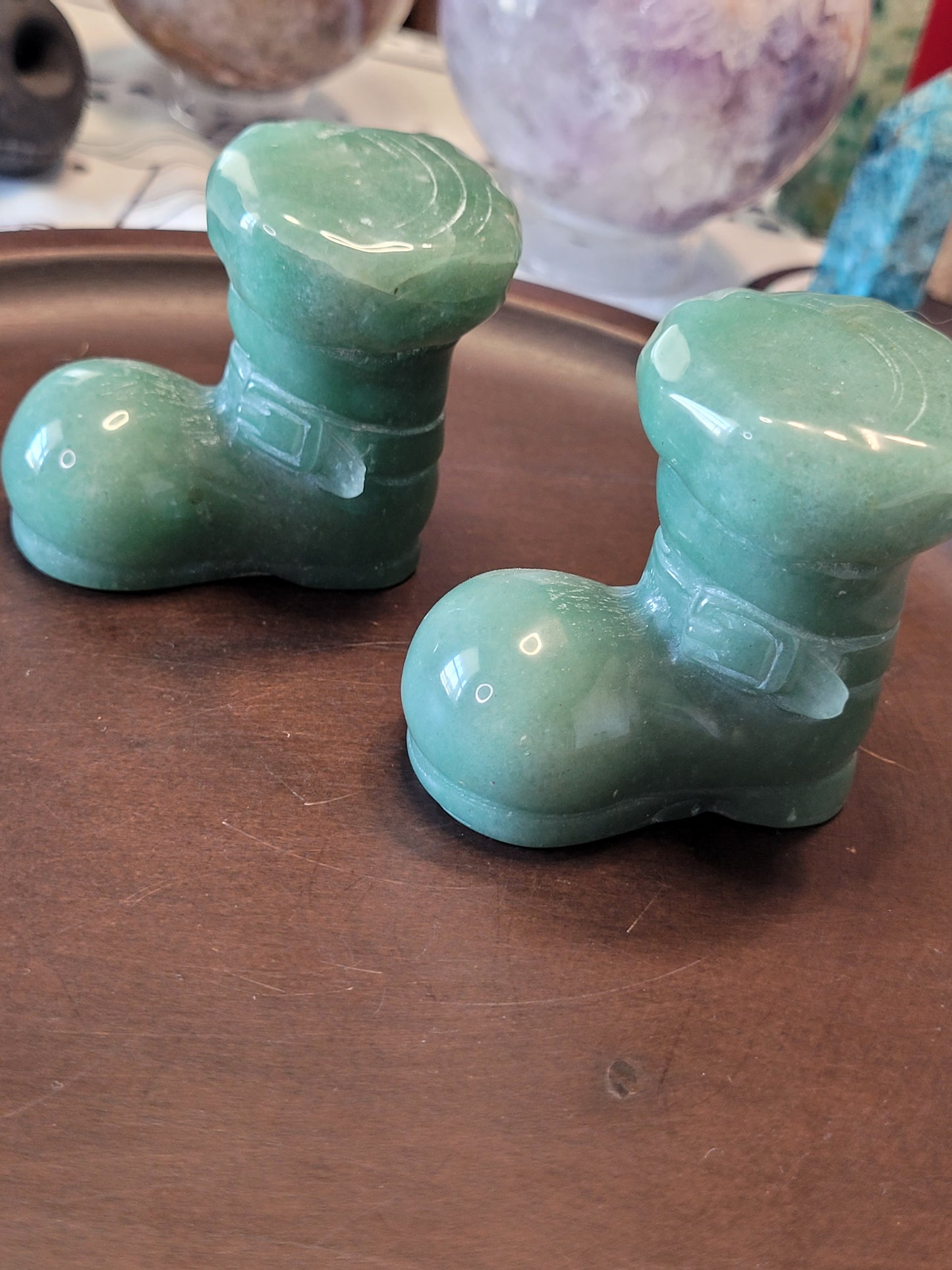 Green Aventurine Santa's Boot Carving - large