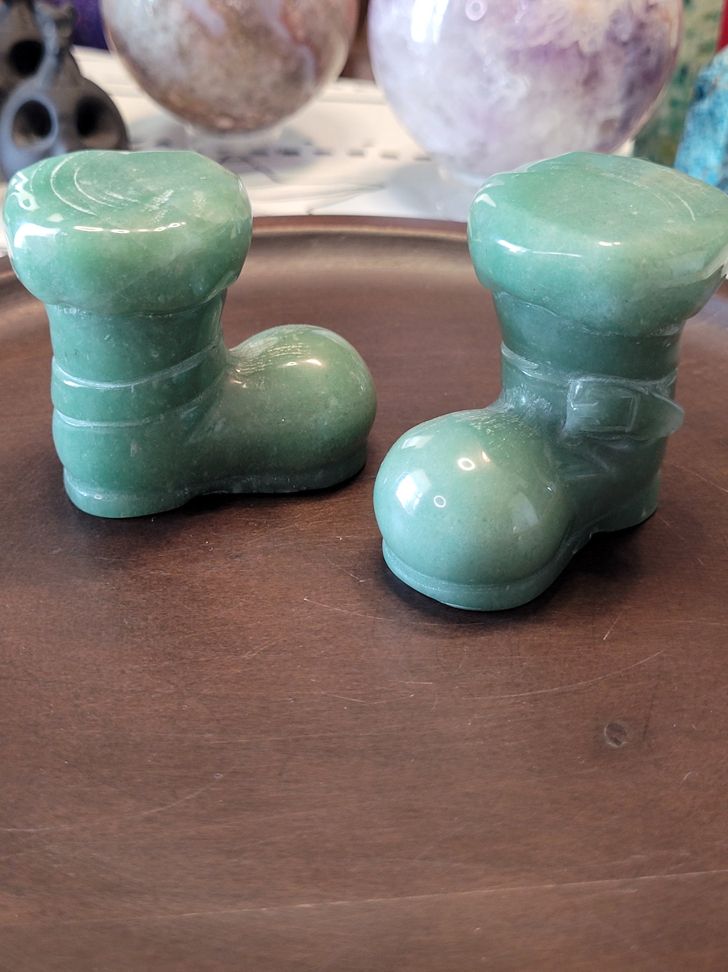 Green Aventurine Santa's Boot Carving - large