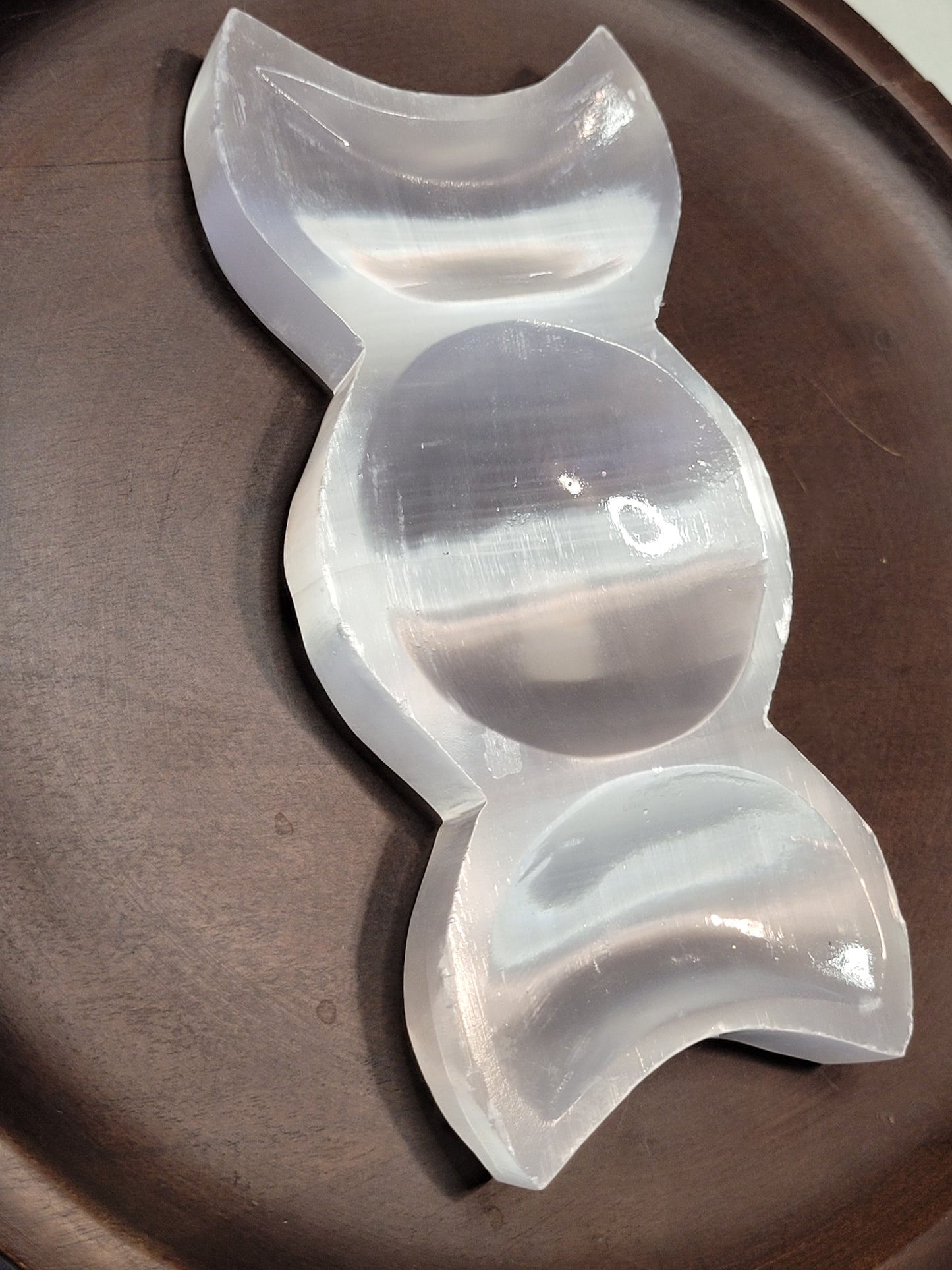 Satin Spar Triple Moon Dish