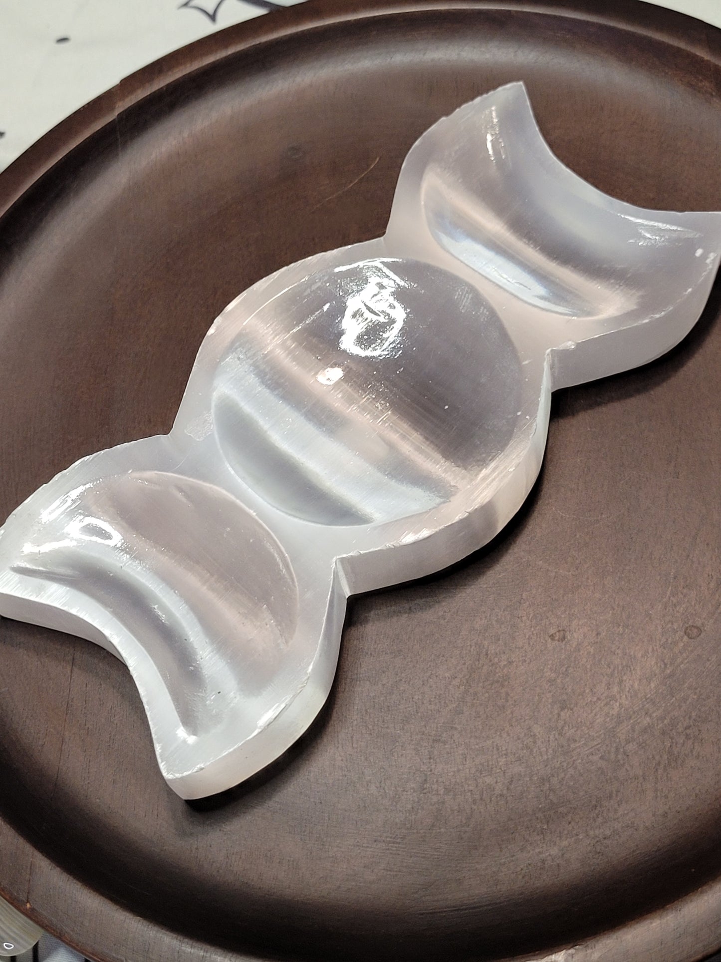 Satin Spar Triple Moon Dish