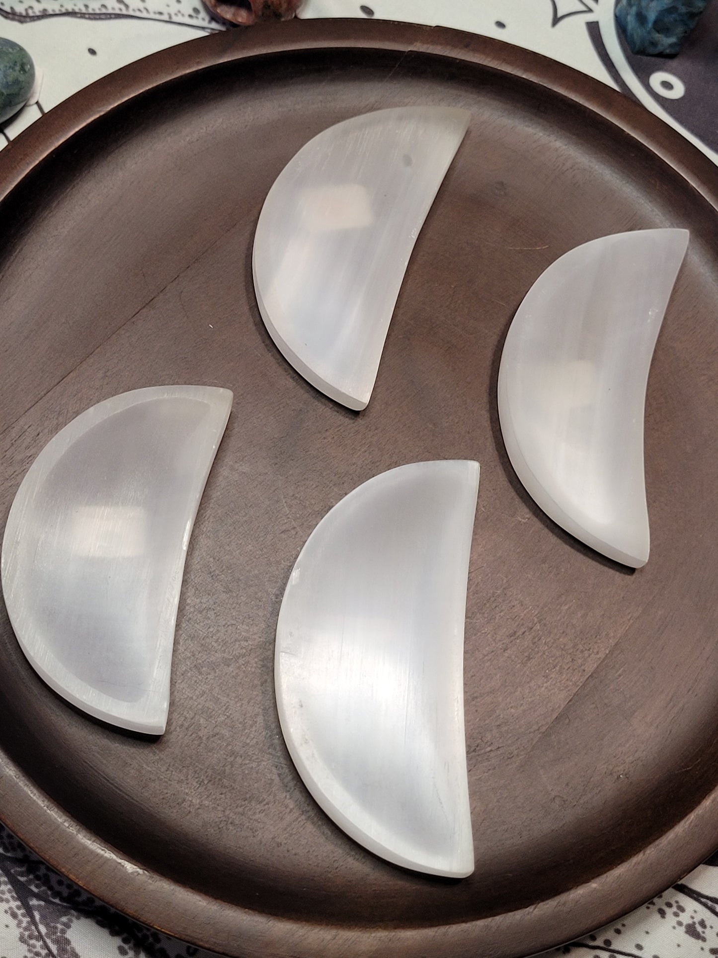 Small Satin Spar Moon Dishes
