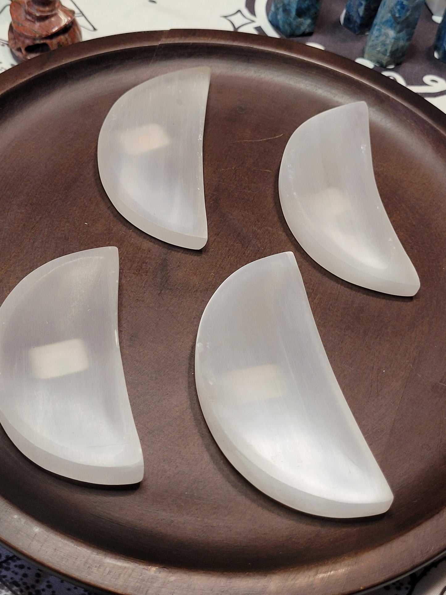 Small Satin Spar Moon Dishes