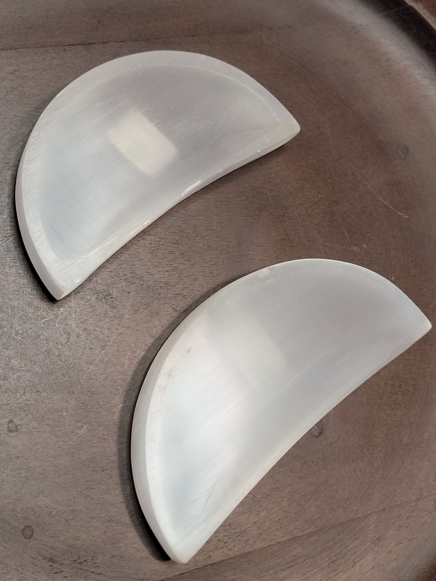 Small Satin Spar Moon Dishes