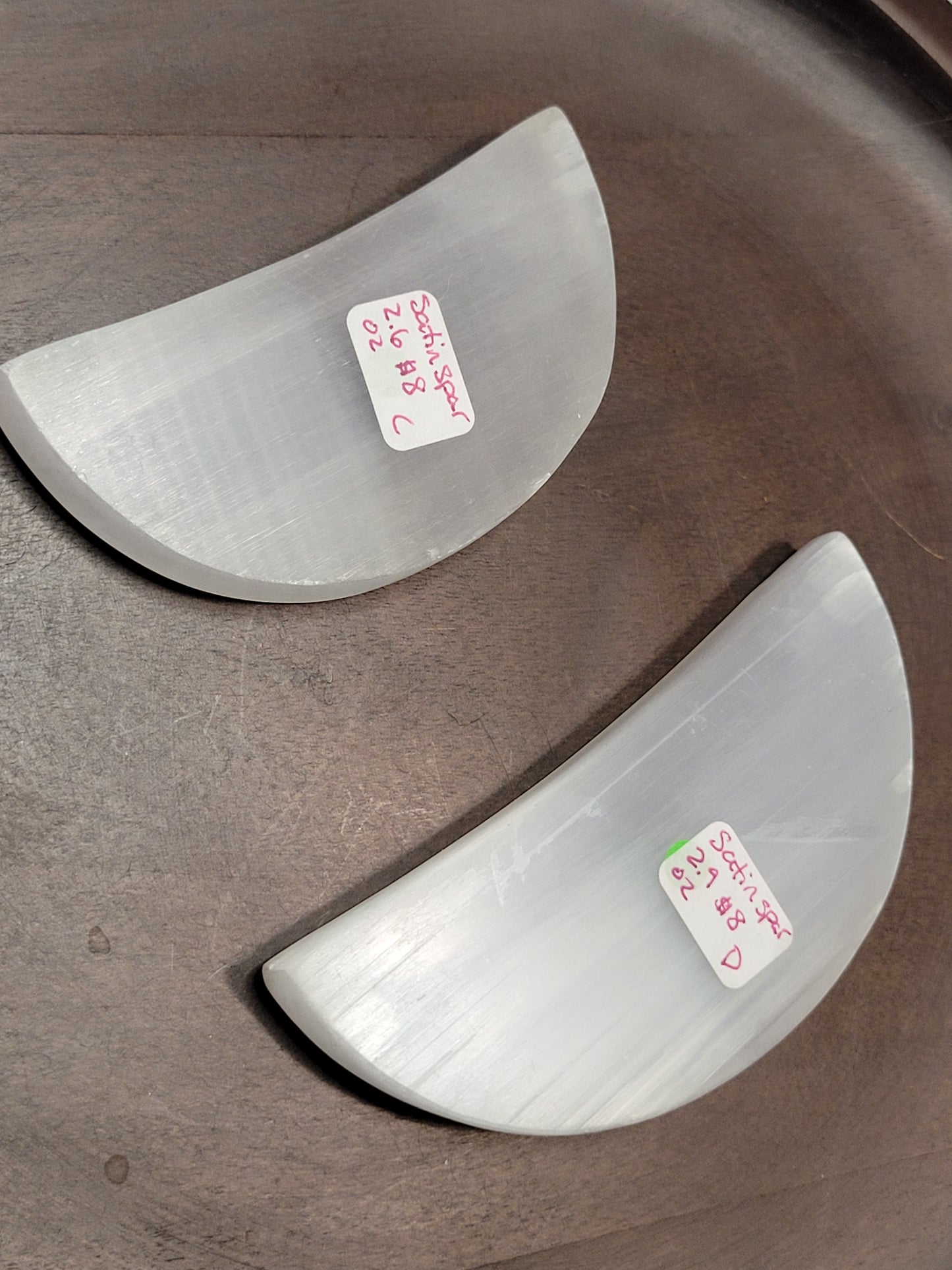 Small Satin Spar Moon Dishes