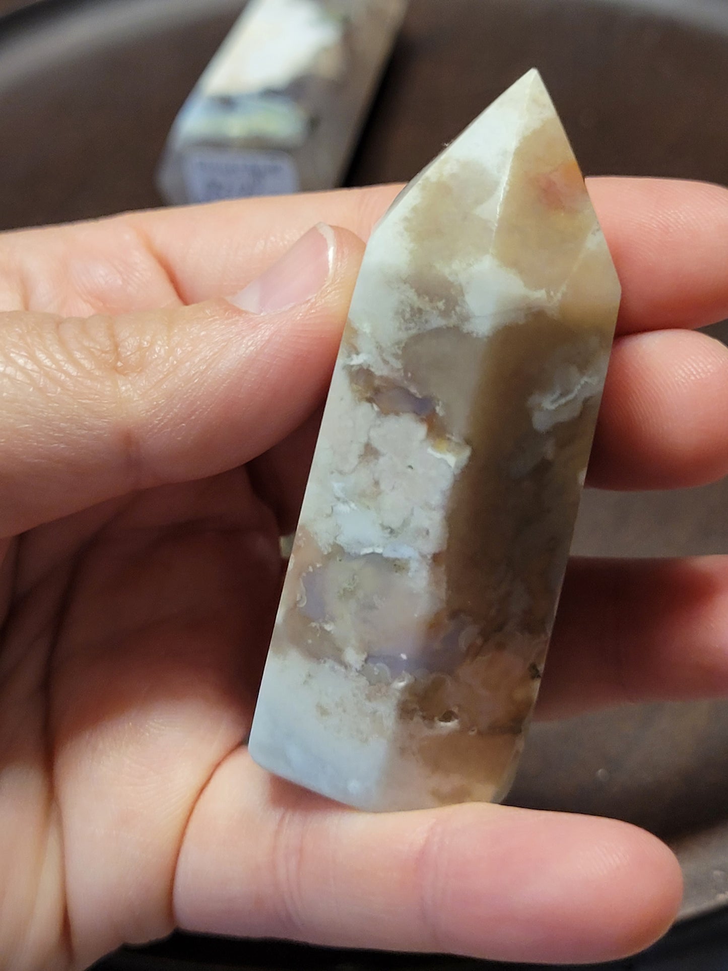 Flower Agate Towers - Hexagonal cut