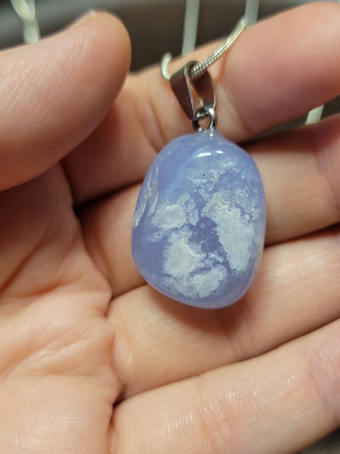 Blue Lace Agate Pendant Necklace