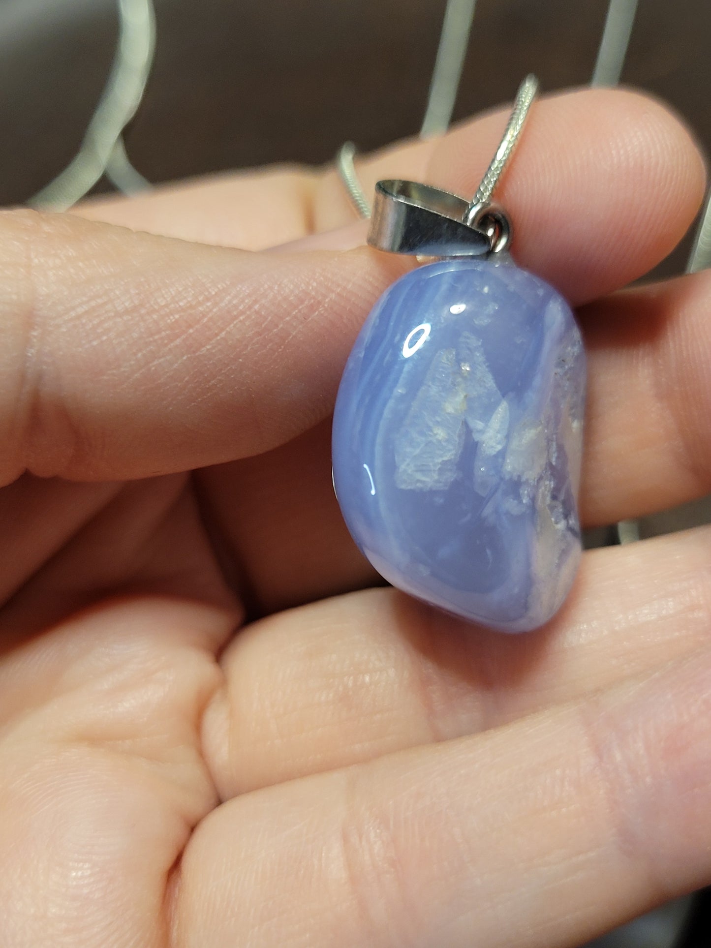 Blue Lace Agate Pendant Necklace