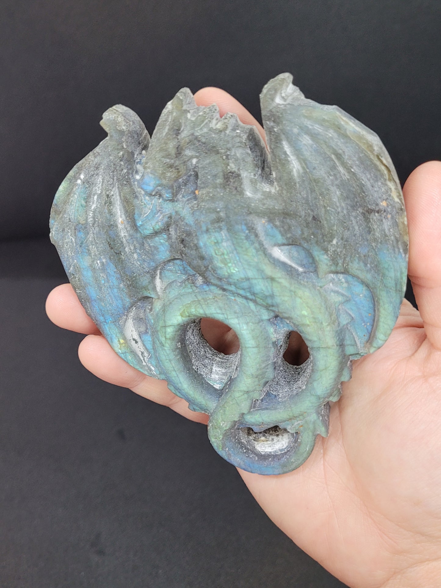 Labradorite Dragon Carving - Raw Finish - Misfit