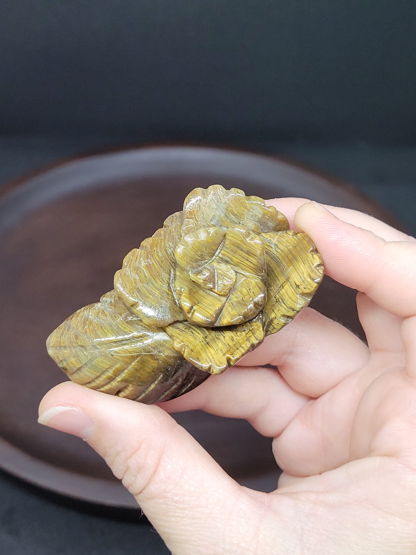 Tiger's Eye Rose/Leaf - Small