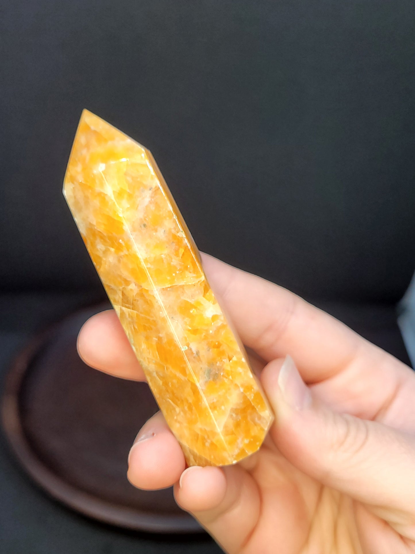 Orange Calcite tower - small
