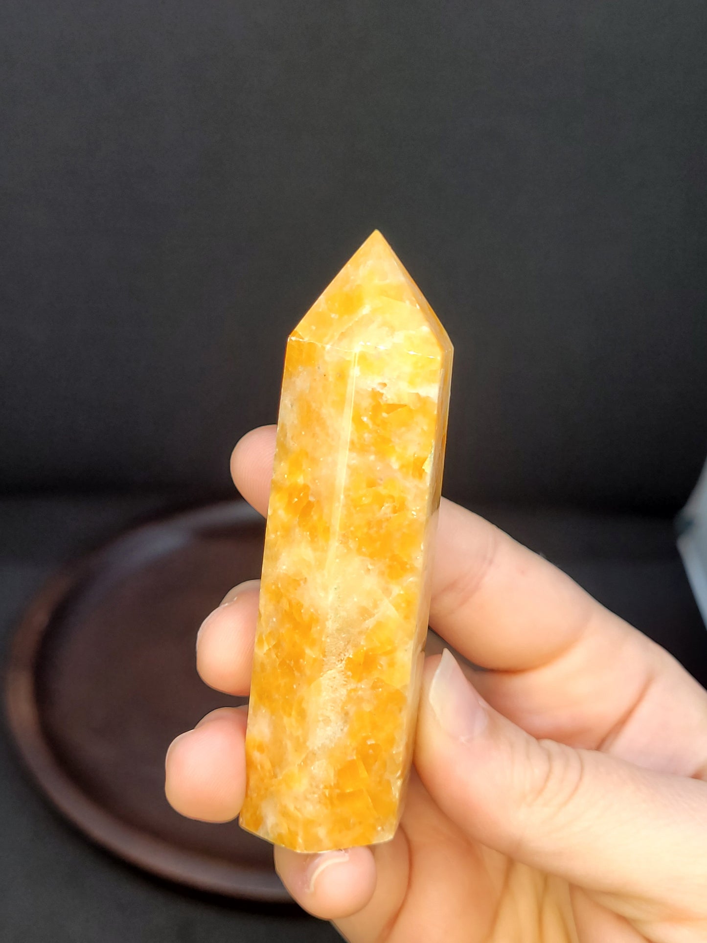 Orange Calcite tower - small