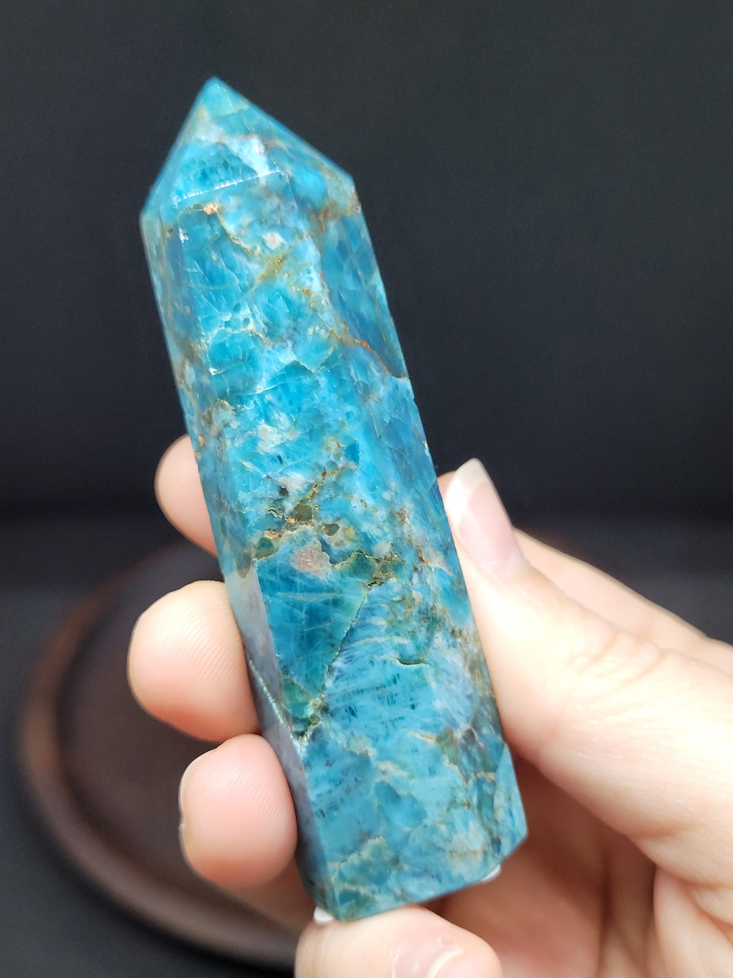 Blue Apatite Tower - Chipped