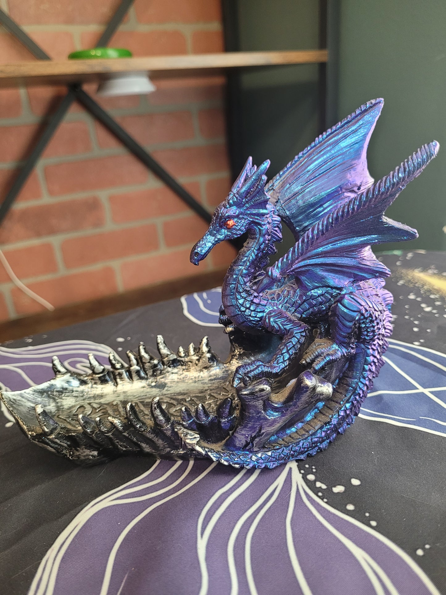 Celtic Blue/Purple Dragon on a Jaw Bowl - Resin