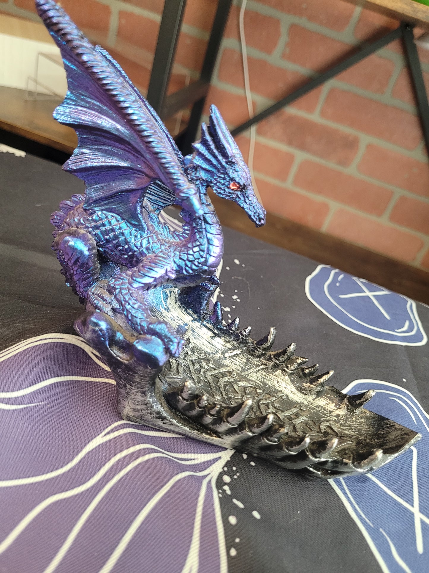 Celtic Blue/Purple Dragon on a Jaw Bowl - Resin