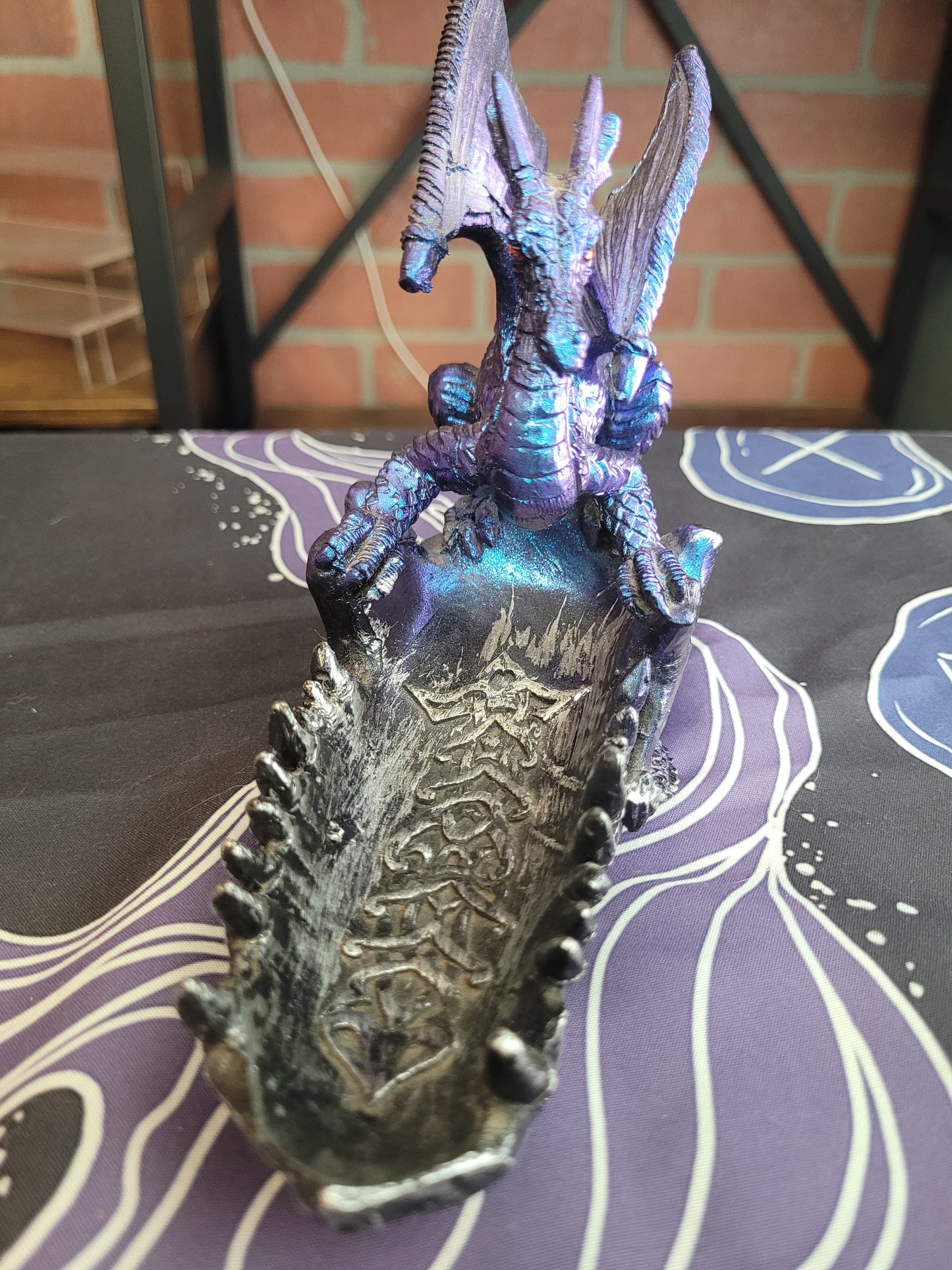 Celtic Blue/Purple Dragon on a Jaw Bowl - Resin