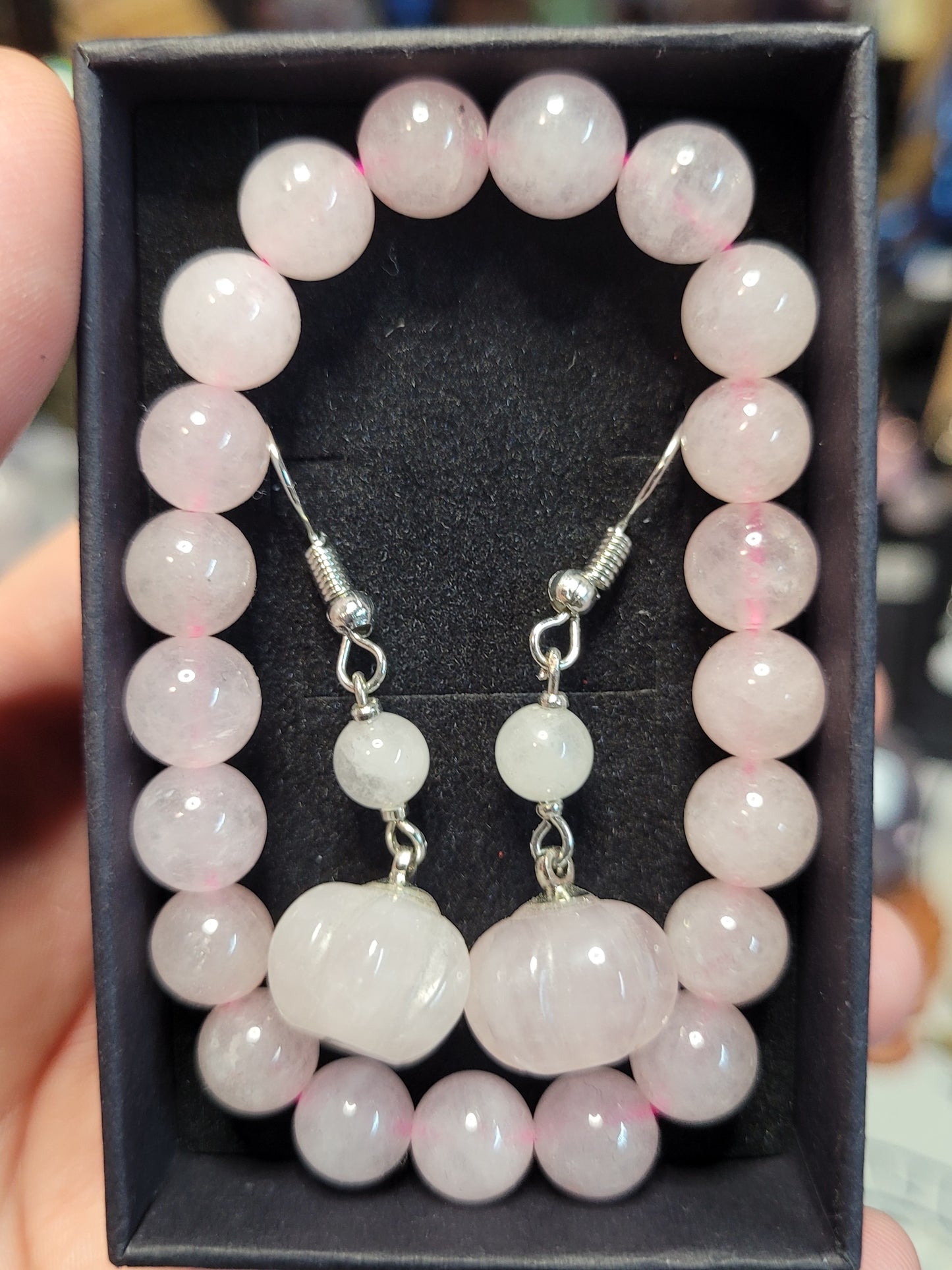 Rose Quartz Bracelet/ Earring Set - Handmade