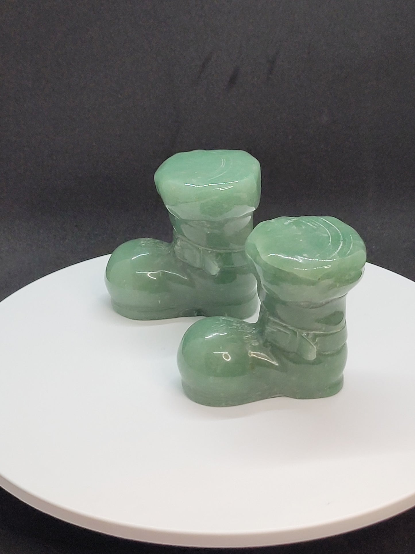 Green Aventurine Santa's Boot Carving - large