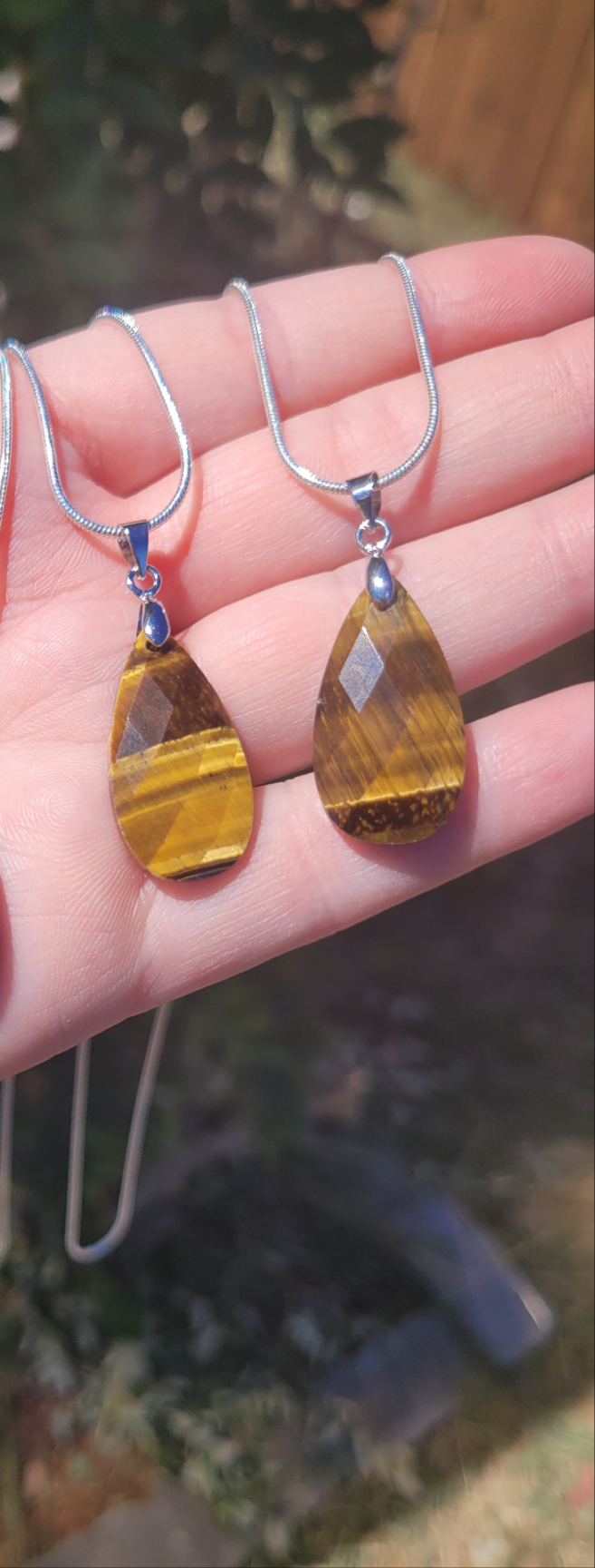 Faceted Tiger's Eye Teardrop Necklace
