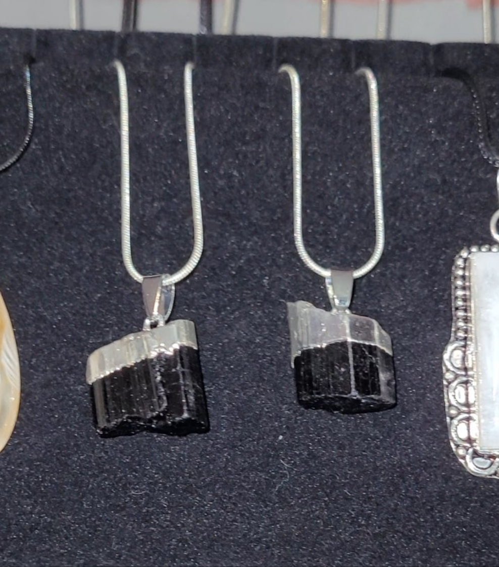 Raw Black Tourmaline pendent necklaces
