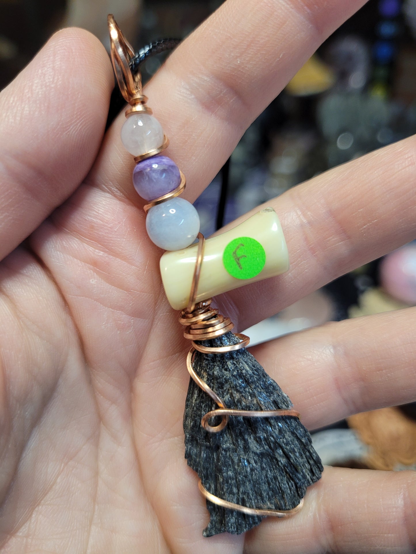 Black Kyanite Wiches Broom Pendant Necklaces