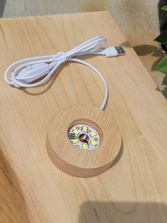 Wooden Circle Lighted Sphere Stands