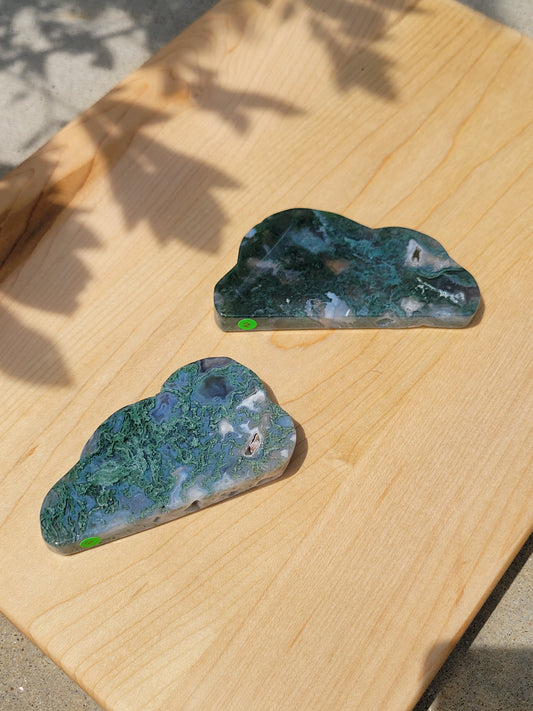 Moss Agate cloud carvings