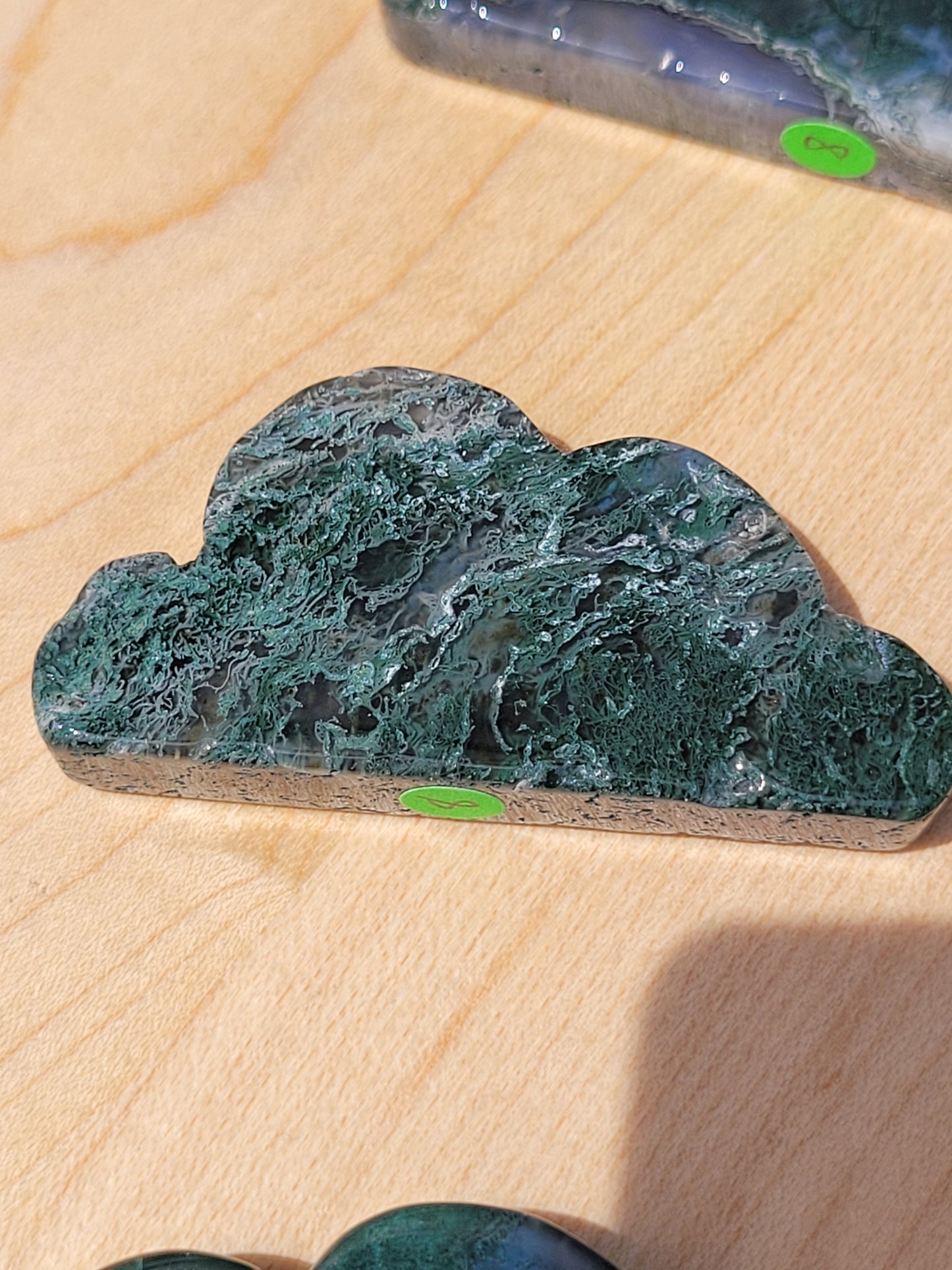 Moss Agate small cloud carvings